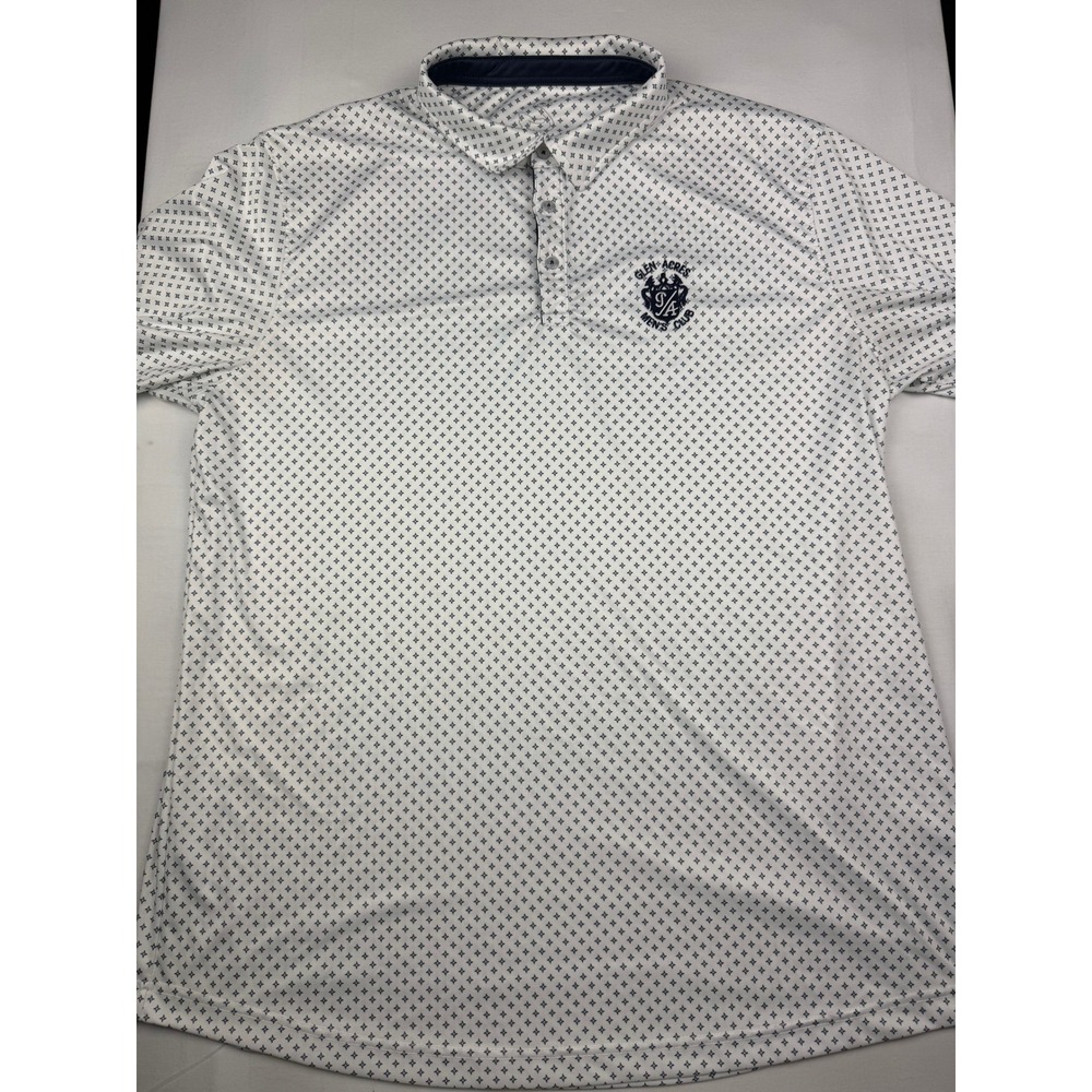 Swannies Polo Shirt 2XL White Navy Blue Glen Acres Mens Club Golf Performance